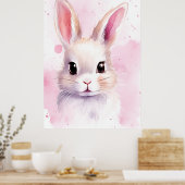 Konijn Pastel roze Poster (Keuken)