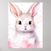 Konijn Pastel Verbaasd Roze Harten Poster (Voorkant)