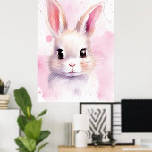 Konijn Pastel zoete Roze Poster (Thuiskantoor)
