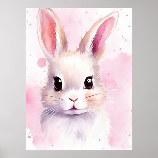 Konijn Pastel zoete Roze Poster (Voorkant)