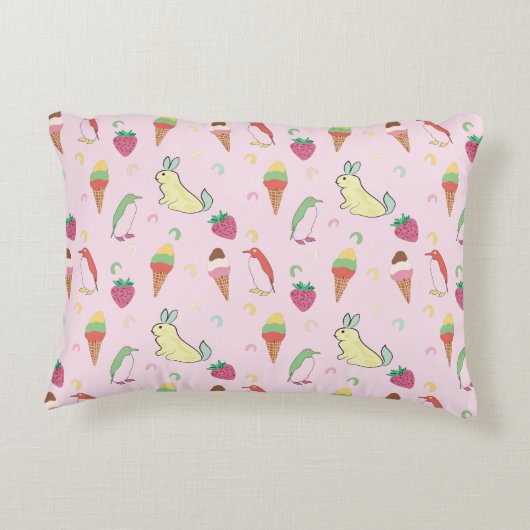 Konijn Penguin Strawberry Ice crème schattige baby Accent Kussen (Achterkant)