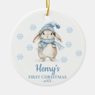 Konijn Persoonlijke Eerste Kerstmis van de Baby Keramisch Ornament