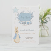 Konijn Peter Baby shower Het is een jongen Kaart (Staand voorkant)