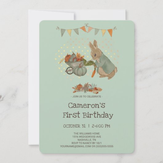 Konijn Peter herfst Kinderen Birthday Uitnodiging (Voorkant)