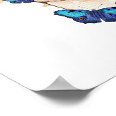 Konijn Peter in pot met blauwe vlinders Poster (Hoek)