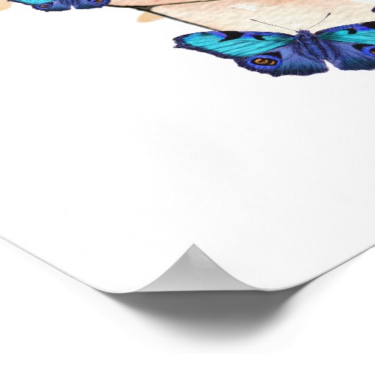 Konijn Peter in pot met blauwe vlinders Poster (Hoek)