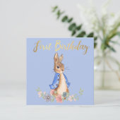 Konijn Peter met gouden tekst voor de eerste verja Kaart (Staand voorkant)