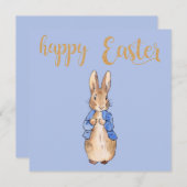 Konijn Peter op een blauwe achtergrond     Bedankkaart (Voorkant / Achterkant)