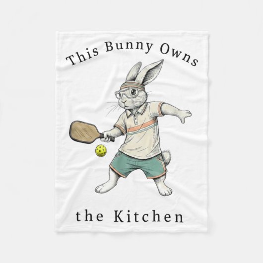 Konijn pickleball speler paasfeest deze grappige e fleece deken (Voorkant)