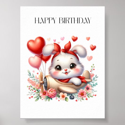 Konijn Piloot Verjaardag Poster (Voorkant)