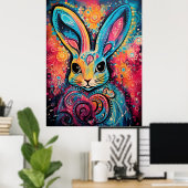 Konijn Positieve vibraties harten Poster (Thuiskantoor)
