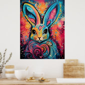 Konijn Positieve vibraties harten Poster (Keuken)