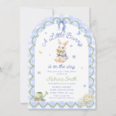 Konijn Pretty Rabbit Gingham Baby Shower Uitnodigi Kaart (Voorkant)