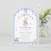 Konijn Pretty Rabbit Gingham Baby Shower Uitnodigi Kaart (Staand voorkant)