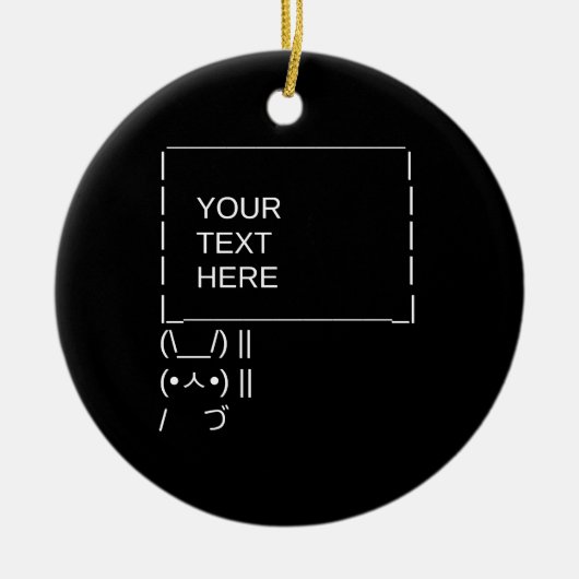 Konijn Protestbord / Aanpasbare ASCII Tekstkunst Keramisch Ornament (Voorkant)