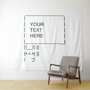 Konijn Protestbord / Aanpasbare ASCII-tekstkunst Wandkleed