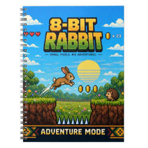 Konijn, Retro 8-Bit Pixel Art Notitieboek