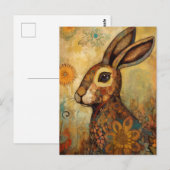 Konijn Retro Bloemen Collage Briefkaart (Voorkant / Achterkant)