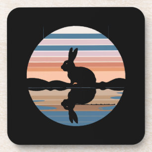 Konijn Retro Sunset Bier Onderzetter