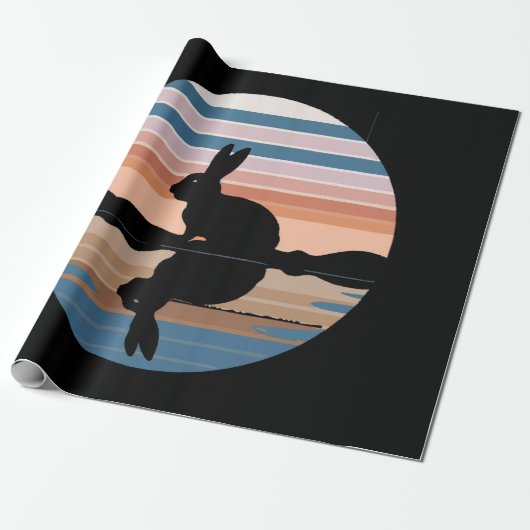 Konijn Retro Sunset Cadeaupapier (Uitgerold)