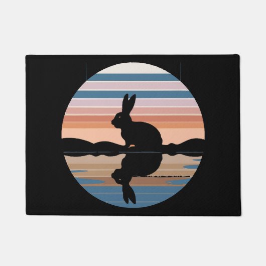 Konijn Retro Sunset Deurmat (Voorkant)