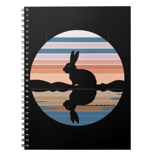 Konijn Retro Sunset Notitieboek (Voorkant)
