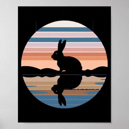 Konijn Retro Sunset Poster (Voorkant)