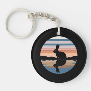 Konijn Retro Sunset Sleutelhanger