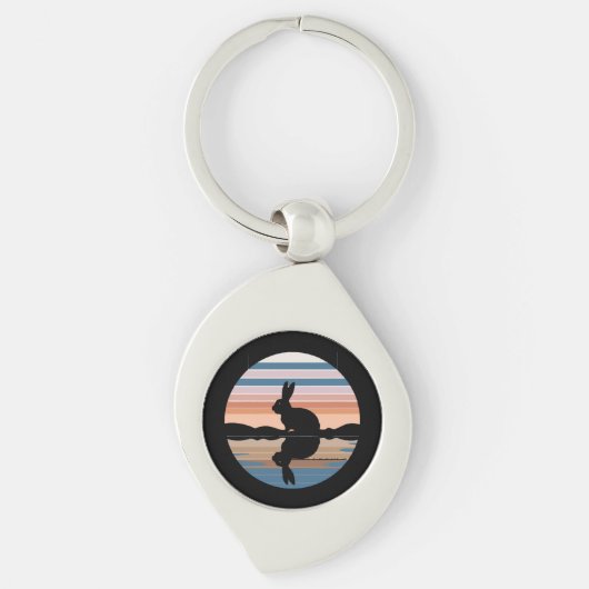 Konijn Retro Sunset Sleutelhanger (Voorkant)