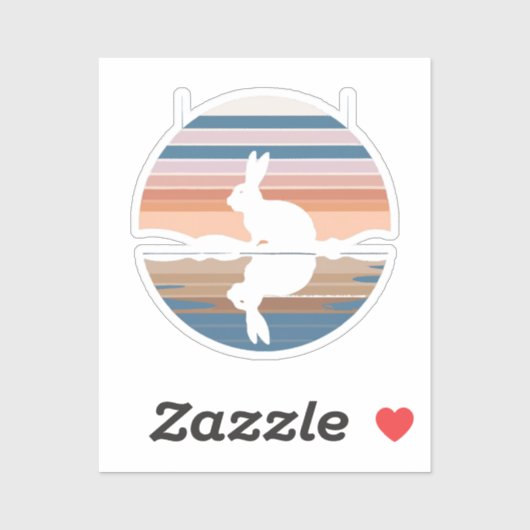 Konijn Retro Sunset Sticker (Vel)