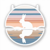 Konijn Retro Sunset Sticker (Voorkant)
