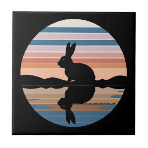 Konijn Retro Sunset Tegeltje