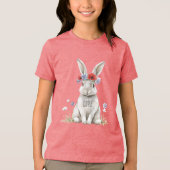 Konijn Rode Klaproos Bloemen Tri-Blend Shirt (Voorkant)