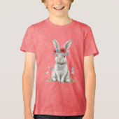 Konijn Rode Klaproos Bloemen Tri-Blend Shirt (Voorkant)