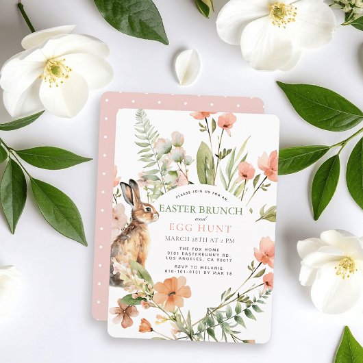 Konijn Roze Bloemstuk Pasen Brunch & Eiers zoeken Kaart