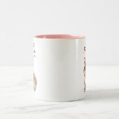 Konijn roze boog aangepaste naam cadeau tweekleurige koffiemok (Center)