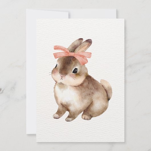Konijn roze boog verjaardag kaart (Achterkant)