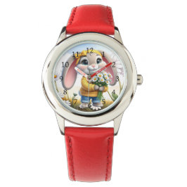 Konijn roze oren witte madeliefjes horloge