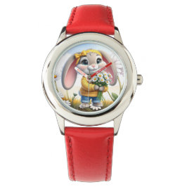 Konijn roze oren witte madeliefjes horloge