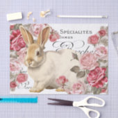Konijn Roze Rose Bloem Frans Script Decoupage Tissuepapier (Craft)