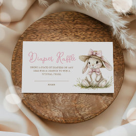 Konijn Roze Strik Baby Shower Luier Raffle Informatiekaartje