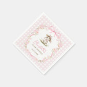 Konijn Roze Strik Gingham Baby Shower Servet (Hoek)