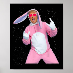 Konijn Roze Trump Kostuum Poster
