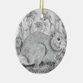 Konijn rust tussen wilde bloemen keramisch ornament (Rechts)