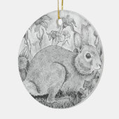 Konijn rust tussen wilde bloemen keramisch ornament (Links)
