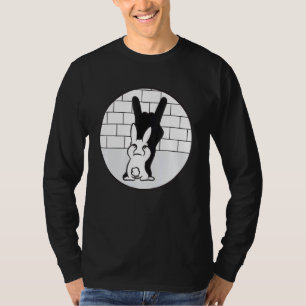 Konijn Schaduw Spelen Duivel Hoorns - Zwart En Wit T-shirt