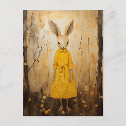 Konijn Schattig in een gele bloemenjurk Briefkaart (Voorkant)