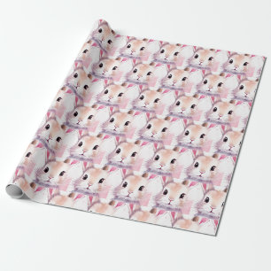 Konijn Schattig Waterverf Roze baby shower Cadeaupapier