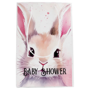 Konijn Schattig Waterverf Roze baby shower Medium Cadeauzakje