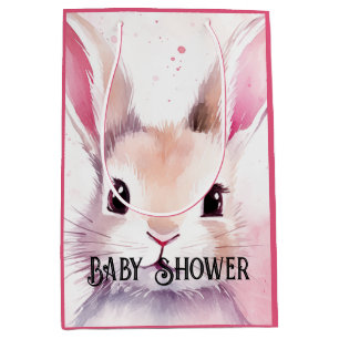 Konijn Schattig Waterverf Roze baby shower Medium Cadeauzakje